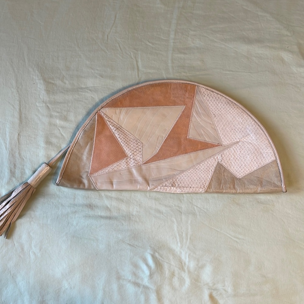 VTG, Oversized Leather and Snakeskin, Half Moon Clutch - Picture 2 of 11